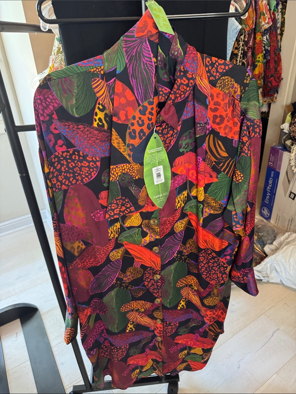 FARM Rio Leopard Mushroom Shirt Dress with Belt